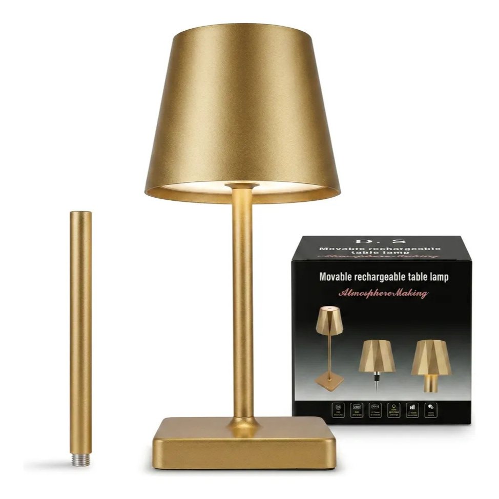Abajur Sem Fio Dourado com Toque