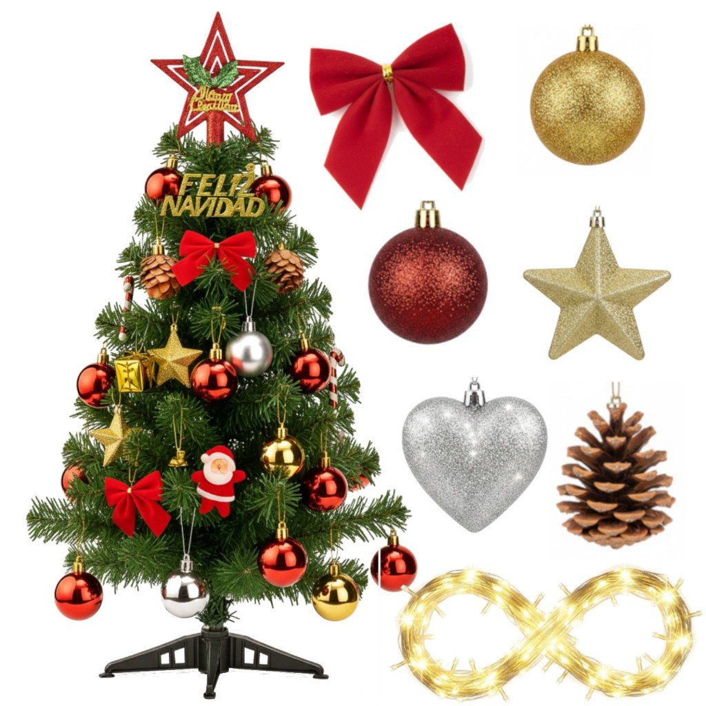 Árvore de Natal de Mesa 60cm Decorada