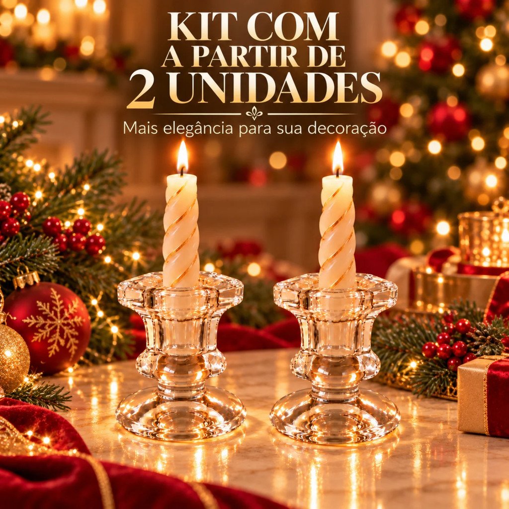 Castiçal de Vidro Grosso para Velas
