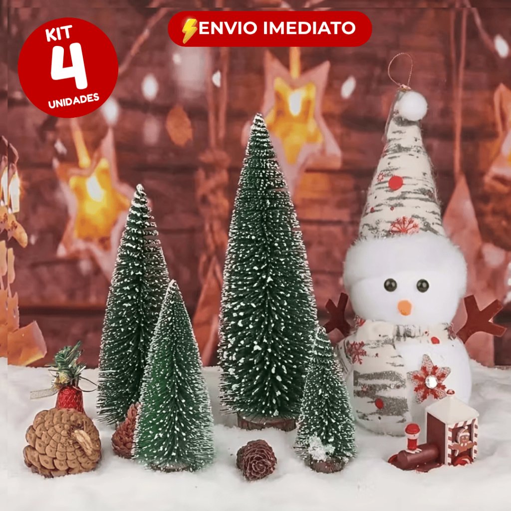 Kit 4 Mini Pinheiros Decorativos