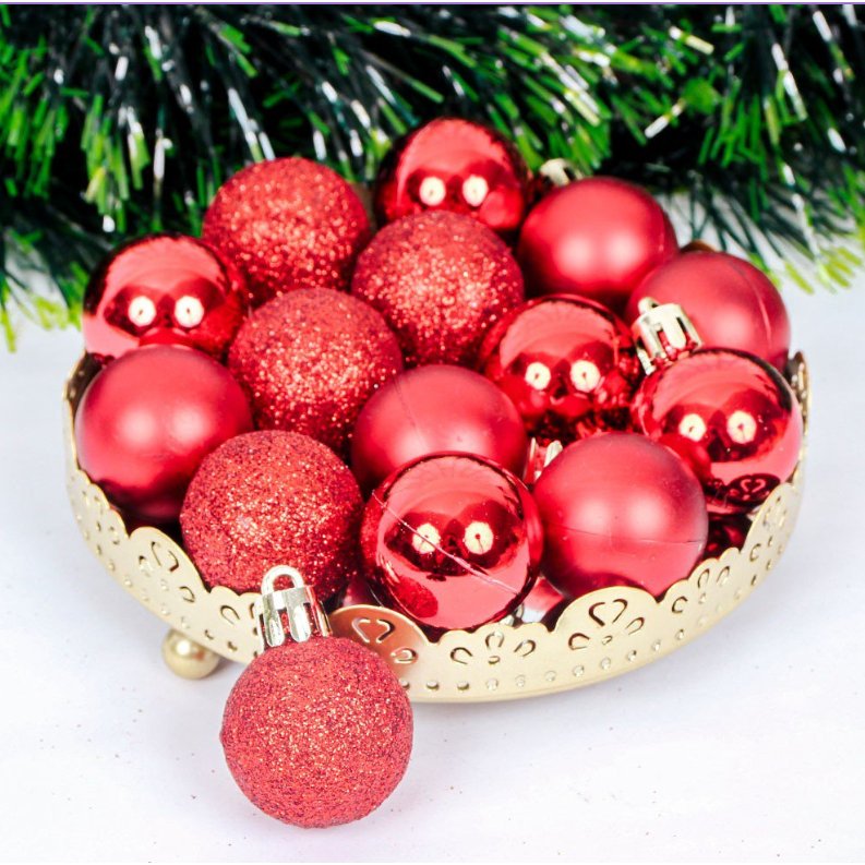 Kit Bolinhas de Natal Dourado, Prata e Rosé