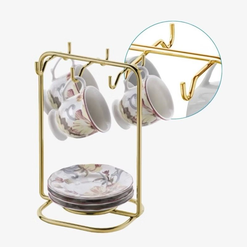 Suporte Dourado para Xícaras e Pires