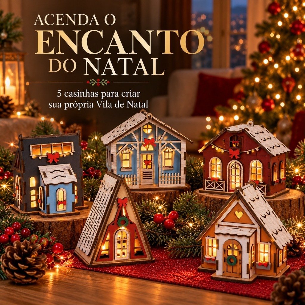 Vila de Natal com 5 Casinhas de MDF